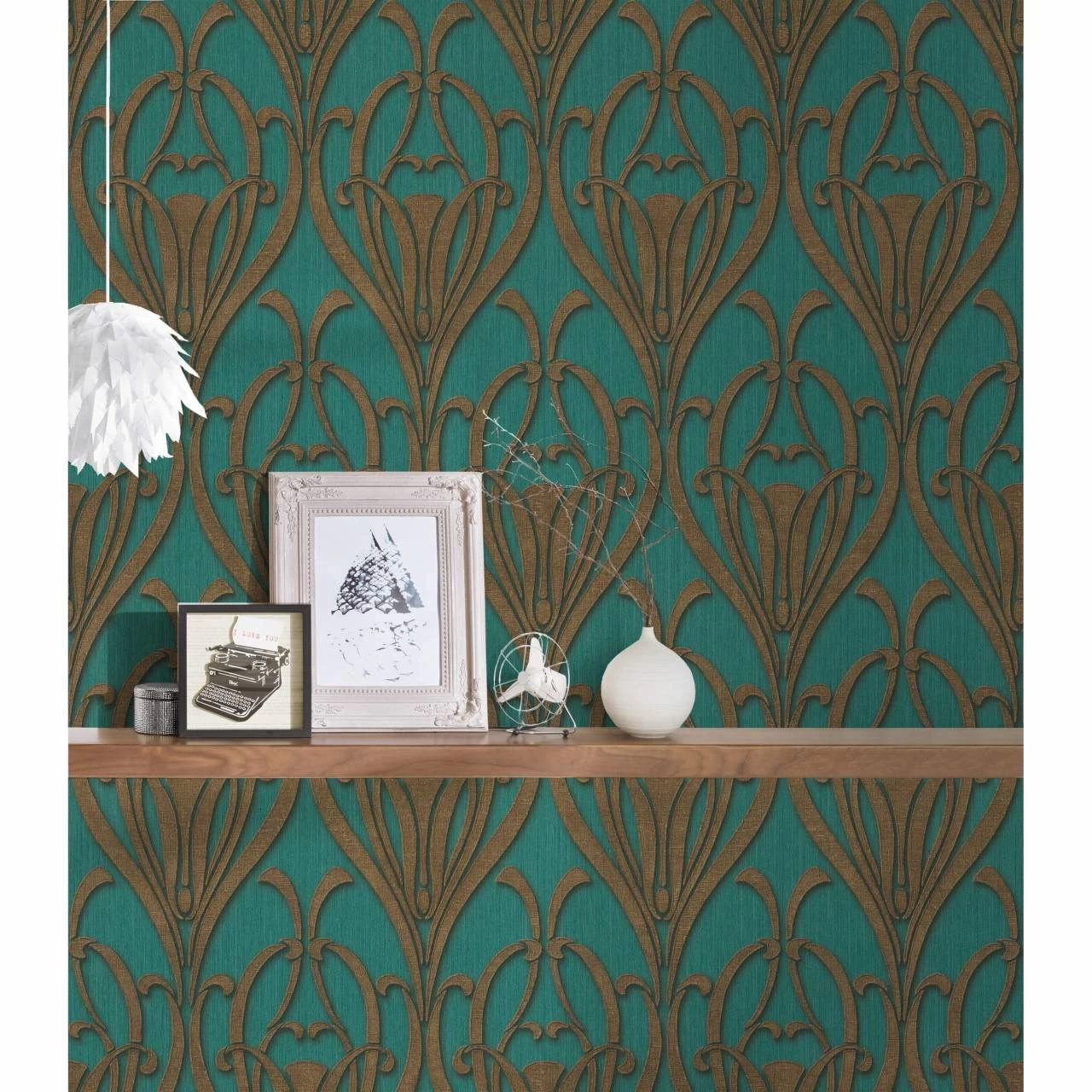 A.S. Creation | Mata Hari | 380915 | Vliestapete | Barock | 0.53 X 10.05 M | Braun | Petrol 2 A.S. Creation | Mata Hari | 380915 | Vliestapete | Barock | 0.53 X 10.05 M | Braun | Petrol – Bild 2