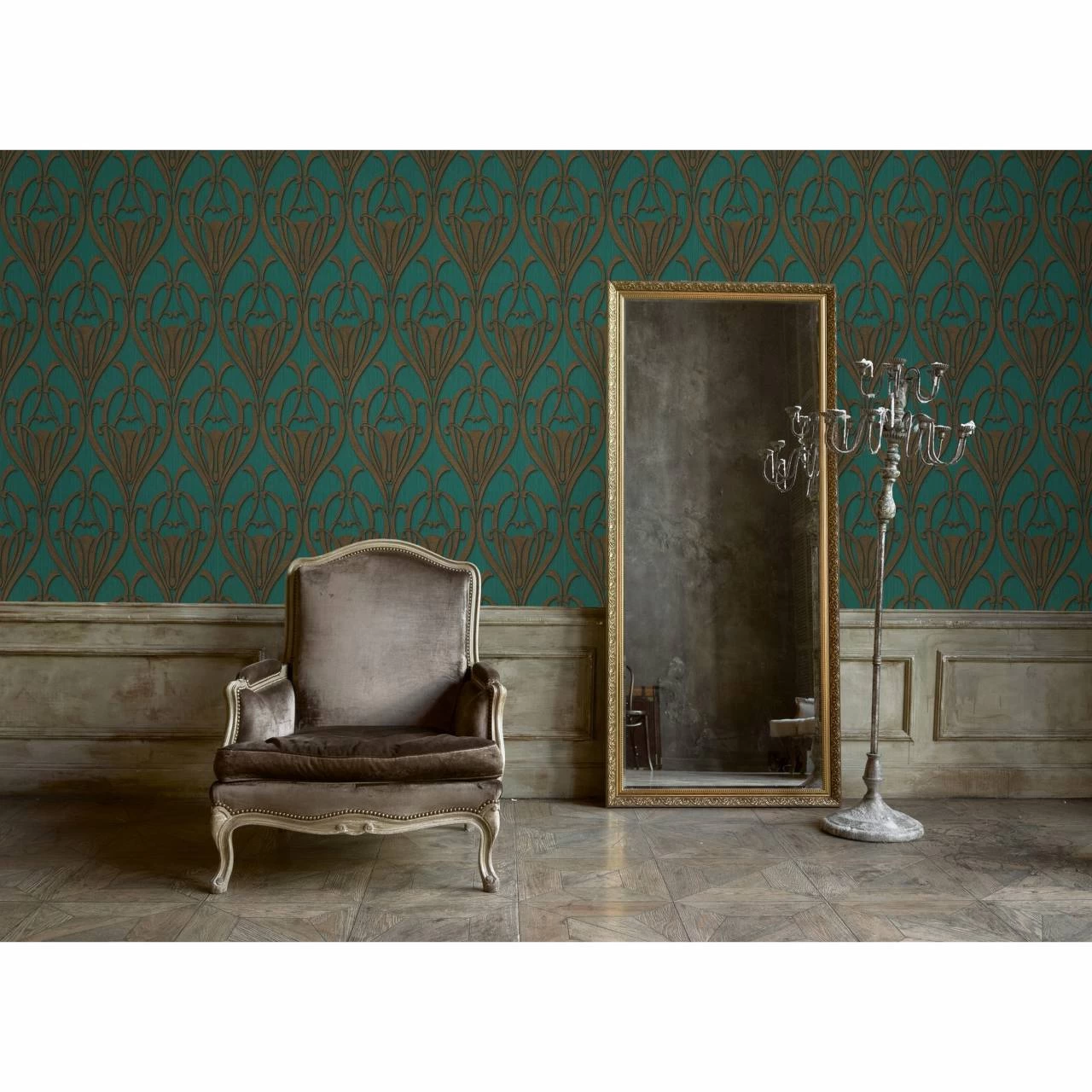 A.S. Creation | Mata Hari | 380915 | Vliestapete | Barock | 0.53 X 10.05 M | Braun | Petrol 6 A.S. Creation | Mata Hari | 380915 | Vliestapete | Barock | 0.53 X 10.05 M | Braun | Petrol – Bild 6