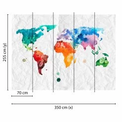 A.S. Creation | Designwalls | DD118698 | Fototapete | Vlies | 350 X 255 Cm | Weltkarte | Bunt -Boutique-Tapetenladen DD118698 1 1280x1280