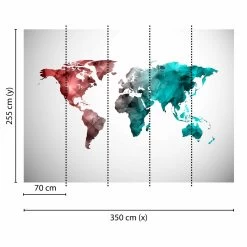 A.S. Creation | Designwalls | DD118708 | Fototapete | Vlies | 350 X 255 Cm | Weltkarte | Bunt -Boutique-Tapetenladen DD118708 1 1280x1280