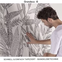 Grandeco | Ciara | A63803 | Vliestapete | Dschungel | 10.05 X 0.53 M | Bunt -Boutique-Tapetenladen Grandeco Tapezierhinweis 1280x1280
